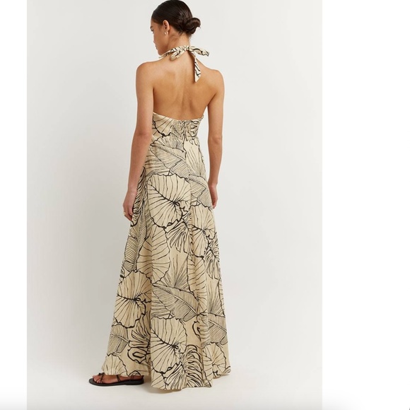 DISSH MALTA BLACK LINEN KNOT MIDI floral 100% Linen size 6 - Picture 5 of 16